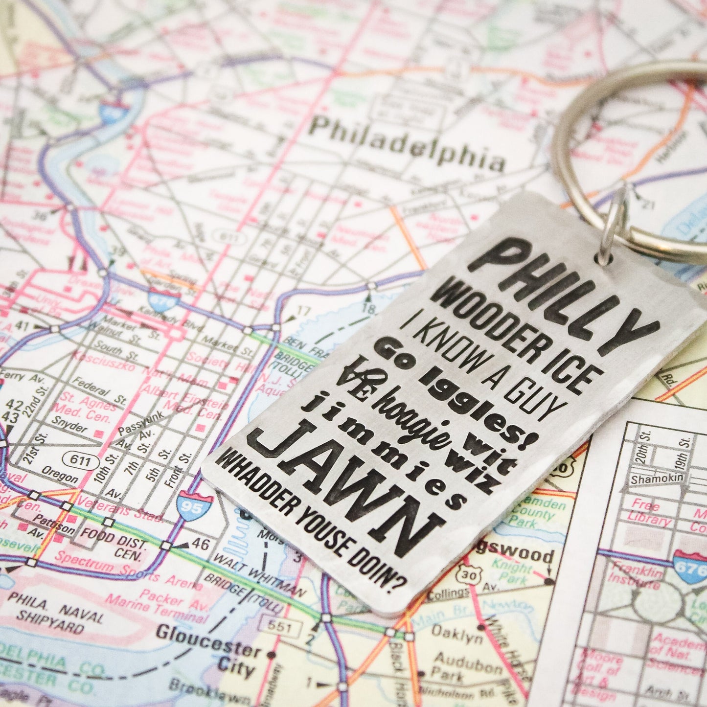 Philly Jawn Keychain, Philadelphia Keychain, Philly Slang Key Chain, Philly Key Fob, Philadelphia Words, Wooder Ice, Go Iggles!