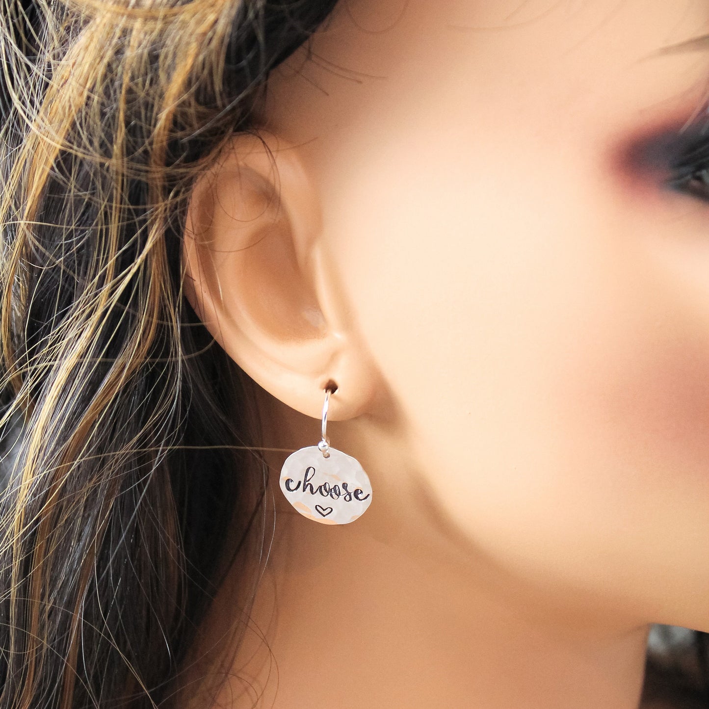 Choose Joy Earrings in Sterling Silver, Positive Inspirational Jewelry, Hand Stamped Earrings, Gifts for Her, Choose Joy Jewelry