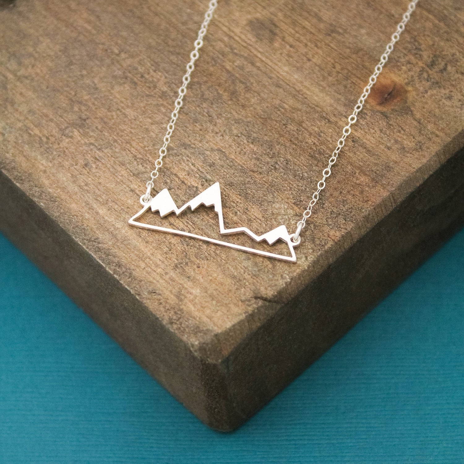 Mountain Necklace Sterling Silver, Horizontal Bar Necklace, Mountain Range Jewelry, Adventure Jewelry, Mountain Jewelry, GPNW Necklace