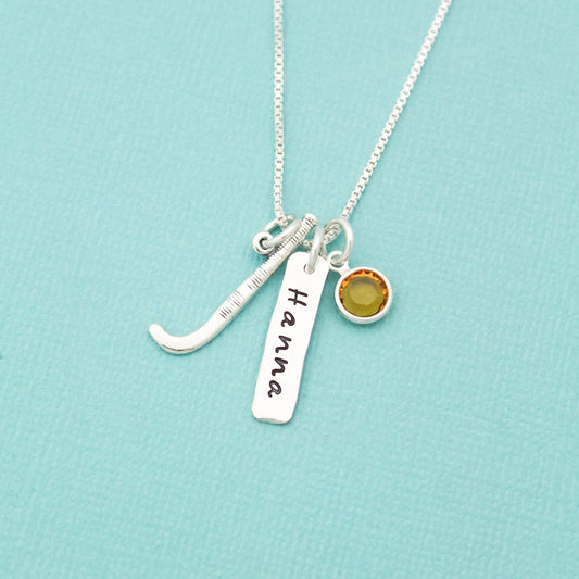 Personalized Field Hockey Necklace, Custom Sport Jewelry, Choose Your Sport Necklace, Field Hockey Team Gift Necklace, Hand Stamped Necklace