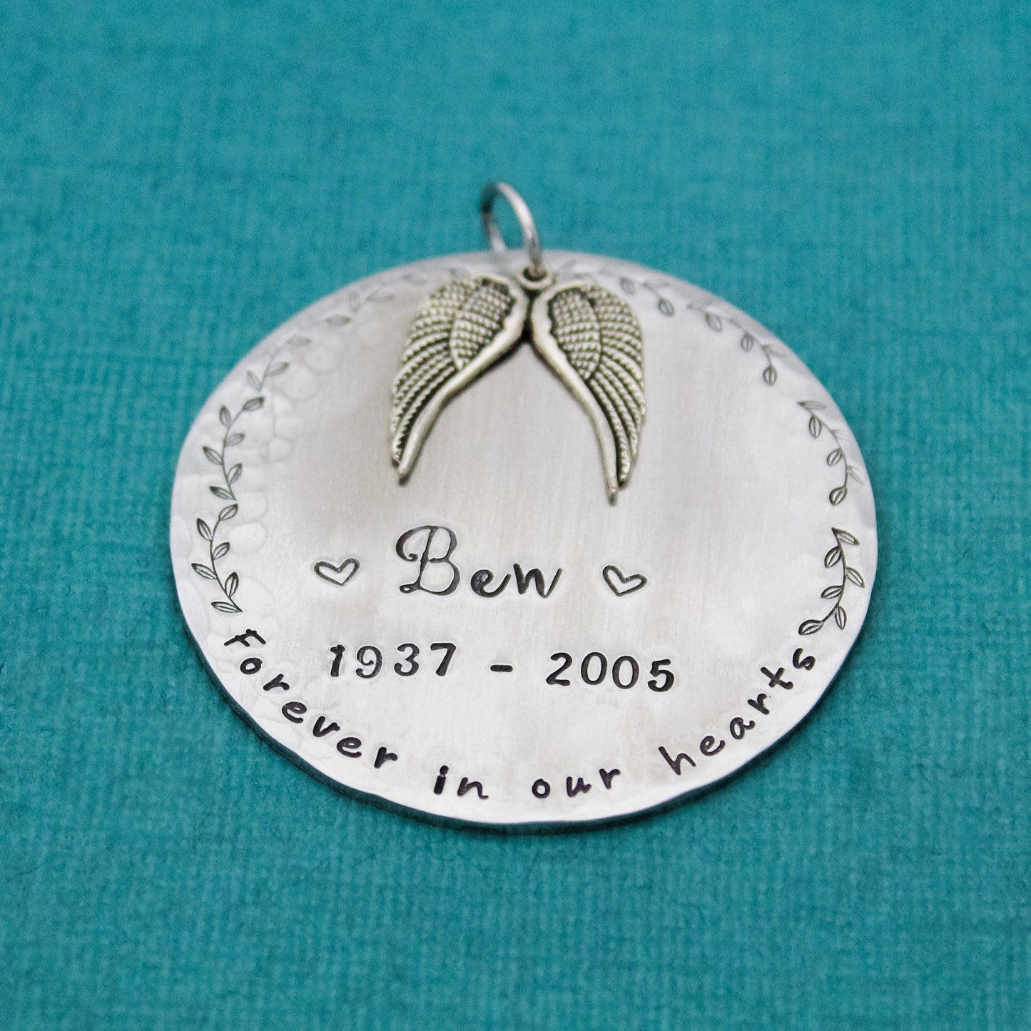 Personalized Memorial Christmas Ornament, In Memory Ornament, Remembrance Ornament Gift, Angel Wing Christmas Ornament, Hand Stamped