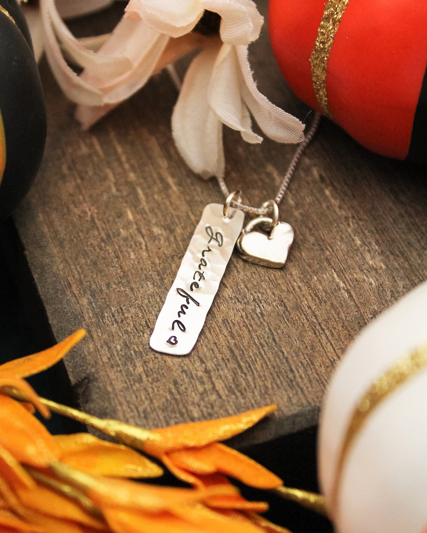 GRATEFUL Tag Necklace, Thankful Necklace, Grateful Jewelry, Thanksgiving Hostess Gift, Hand Stamped Necklace, Personalized Jewelry for Her