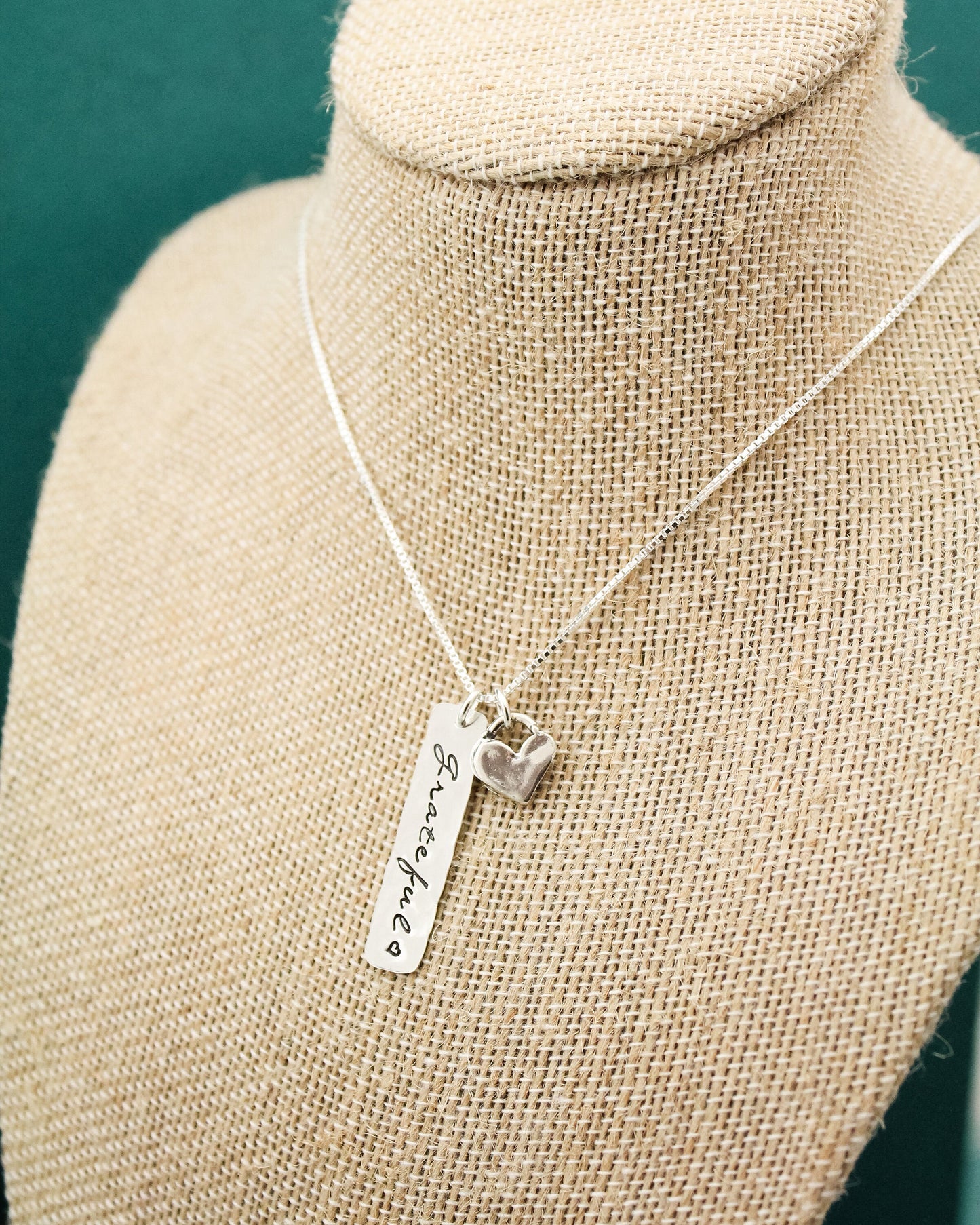 GRATEFUL Tag Necklace, Thankful Necklace, Grateful Jewelry, Thanksgiving Hostess Gift, Hand Stamped Necklace, Personalized Jewelry for Her