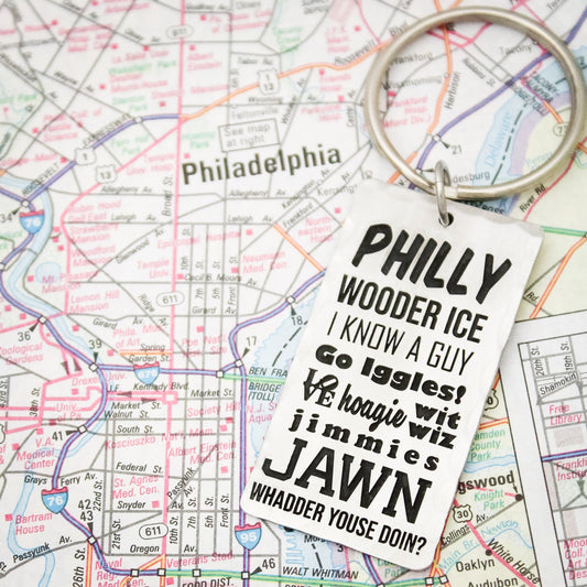 Philly Jawn Keychain, Philadelphia Keychain, Philly Slang Key Chain, Philly Key Fob, Philadelphia Words, Wooder Ice, Go Iggles!
