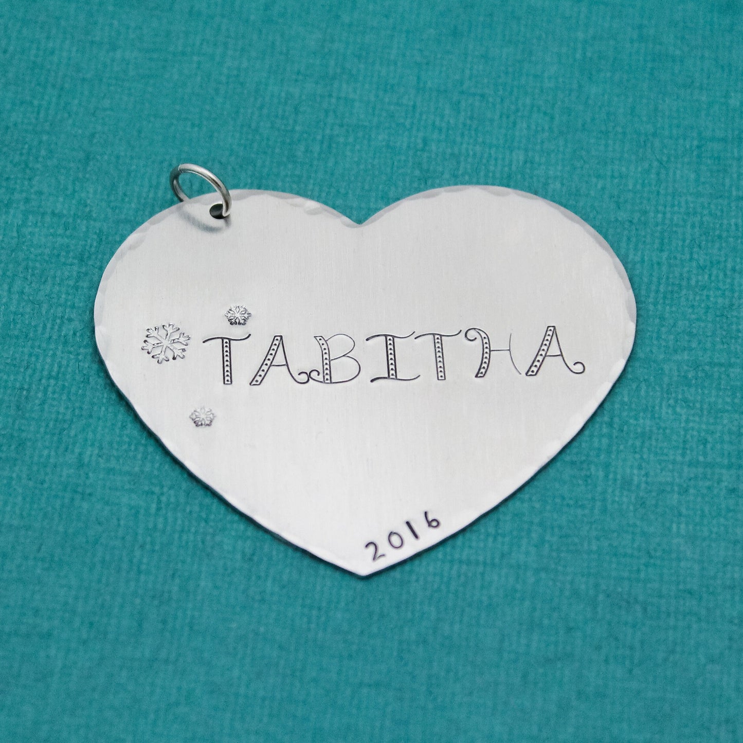 Personalized Heart Ornament, Children's Ornament, Custom Name Ornament, Heart Christmas Ornament, Hand Stamped, Gifts under 20