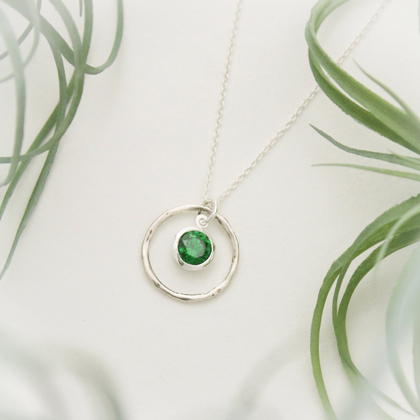 May Birthstone Necklace, May Emerald Jewelry, May Birthday Gift, May Birthstone Jewelry, Emerald Necklace, Sterling Silver Emerald Jewelry