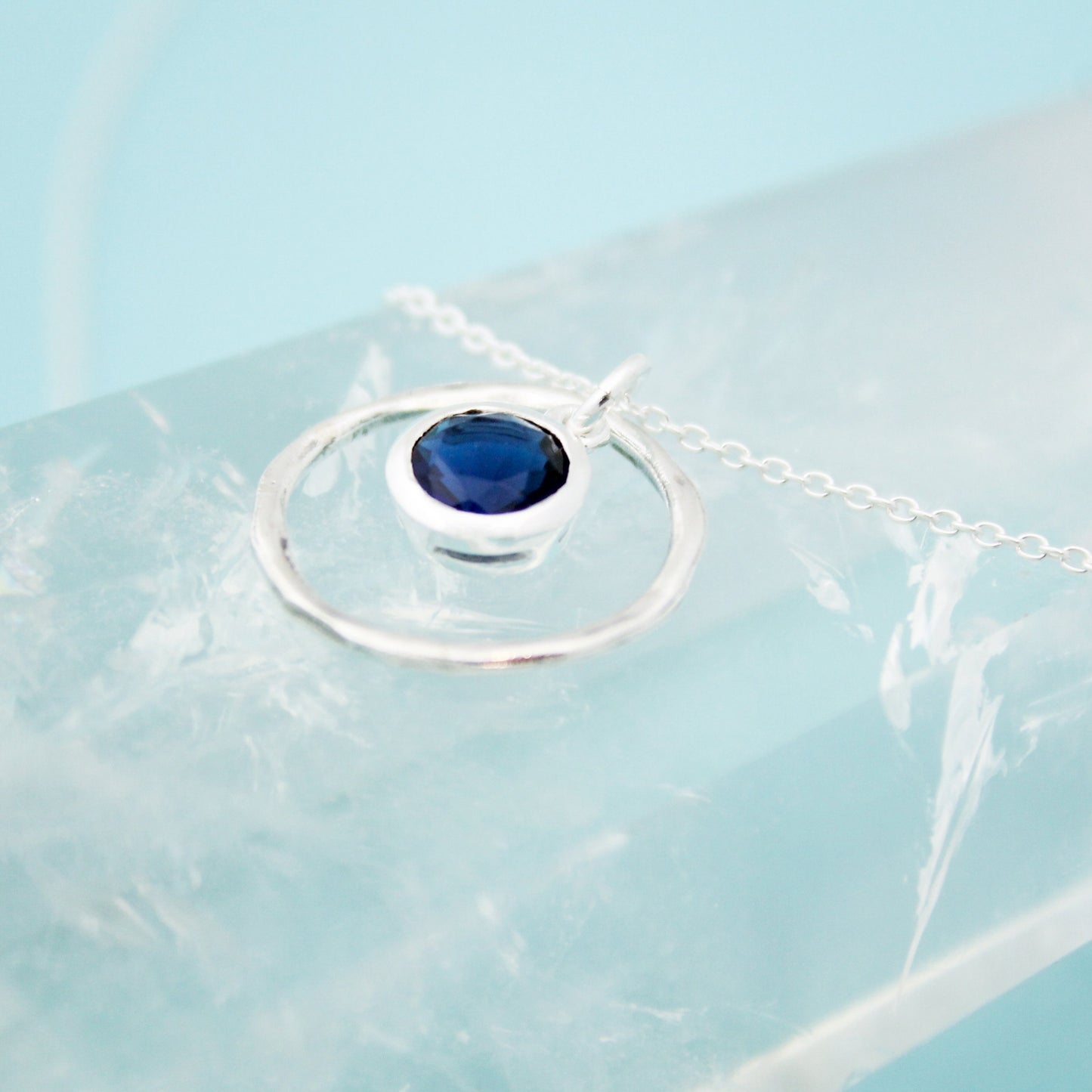 September Birthstone Necklace, September Sapphire Jewelry, September Birthday Gift, September Birthstone Jewelry, Sterling Silver Necklace
