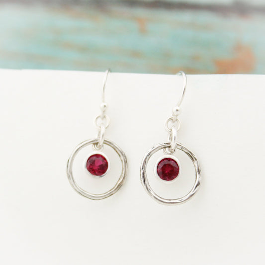 July Birthstone Earrings, Red Ruby Jewelry, July Birthday Gift, July Birthstone Jewelry, July Ruby Earrings, Sterling Silver Ruby Earrings