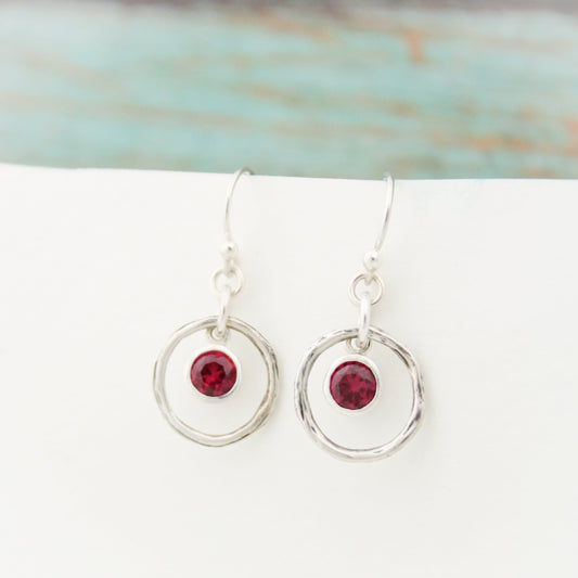 July Birthstone Earrings, Red Ruby Jewelry, July Birthday Gift, July Birthstone Jewelry, July Ruby Earrings, Sterling Silver Ruby Earrings