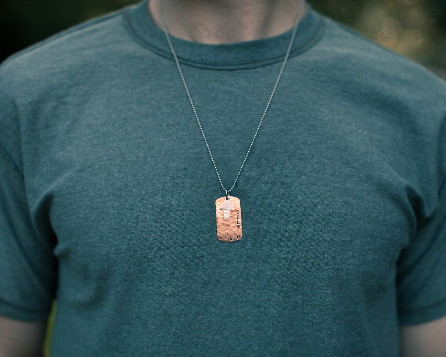 Boys Cross Necklace, Boys Confirmation or First Communion Gift, Copper Dog Tag Cross Necklace for Boys, Hand Stamped and Personalized
