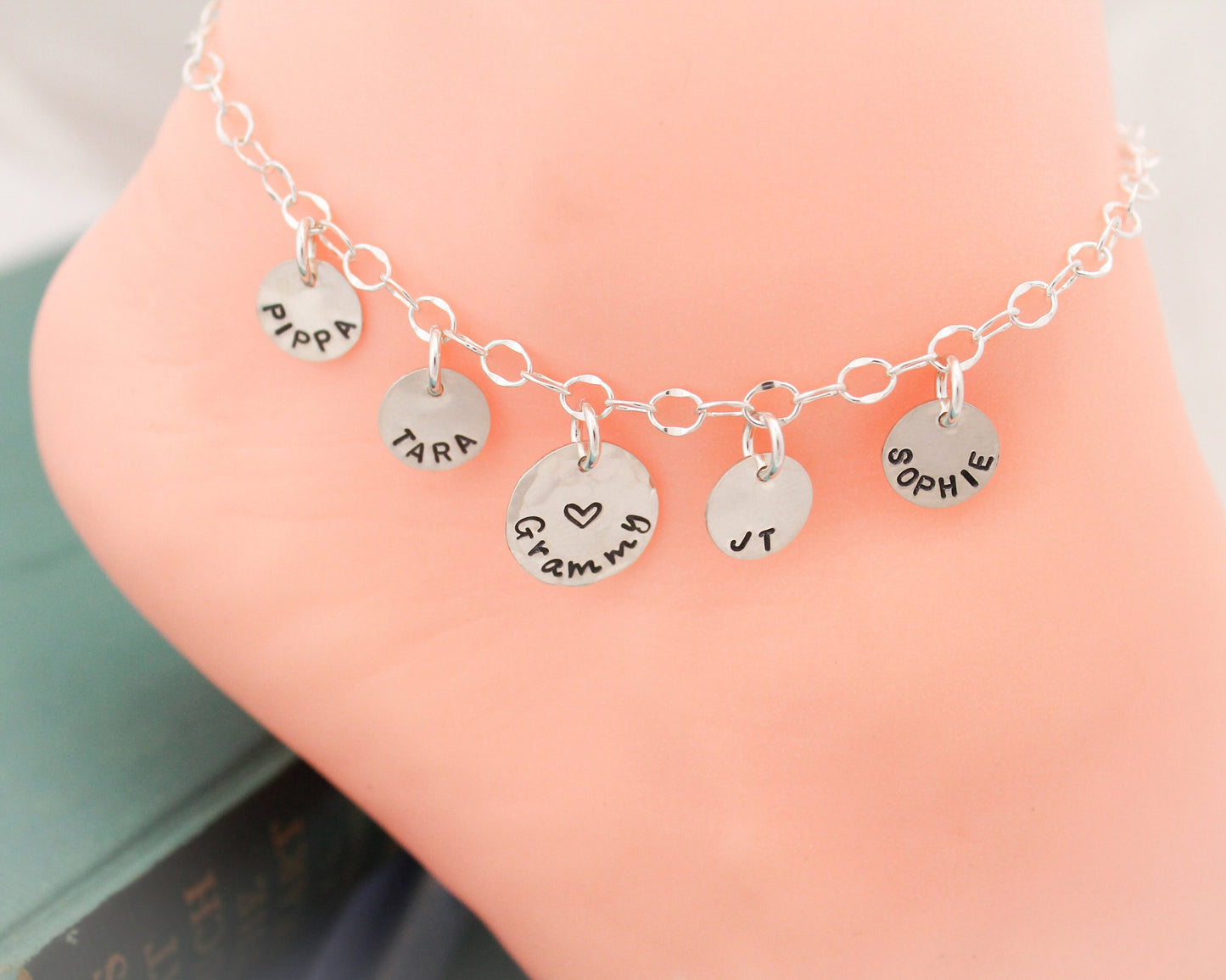 Personalized Anklet, Custom Anklet, Mom Mommy Grandma Anklet, Mother's Day Gift, Gifts for Her, .925 Hand Stamped Personalized Jewelry