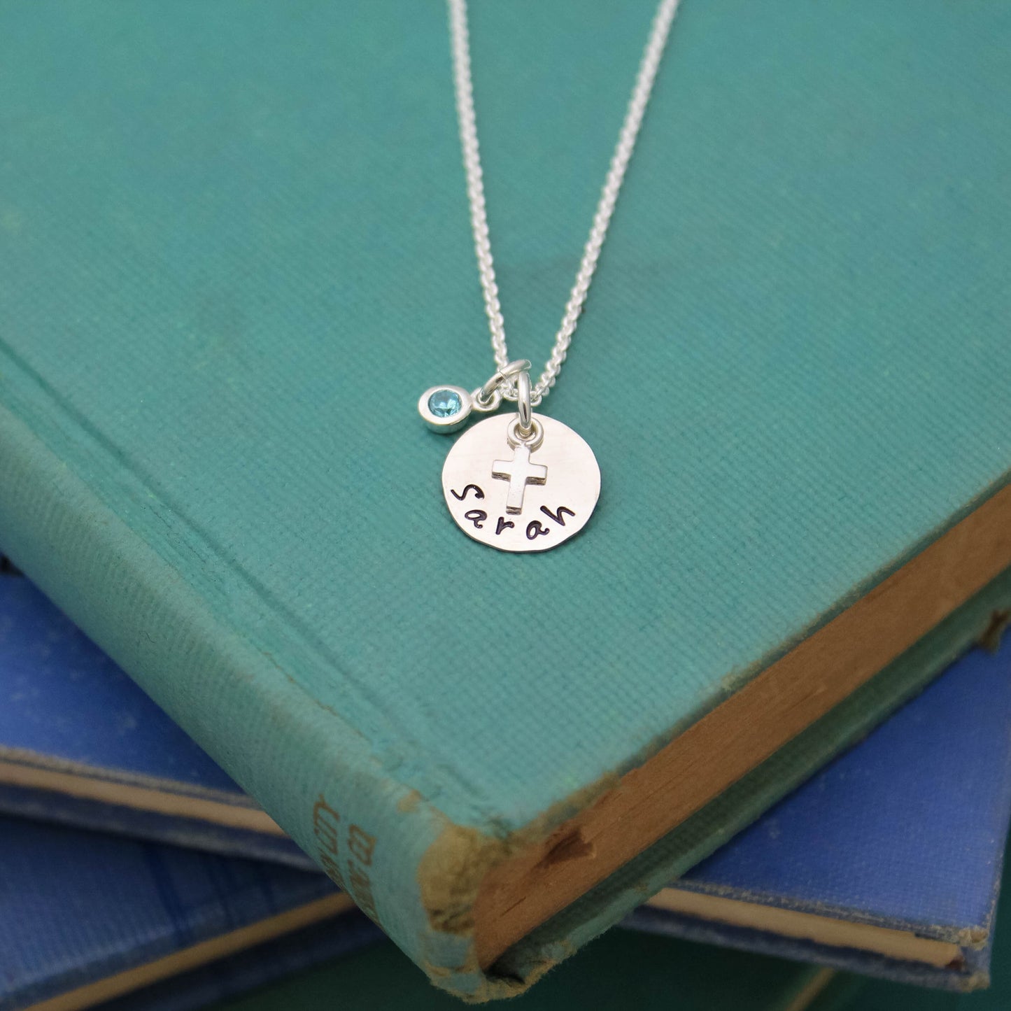 SALE Cross Necklace for Confirmation or First Communion Tiny Sterling Silver, Personalized Confirmation Necklace, Custom Hand Stamped Gift