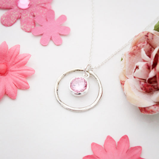 October Birthstone Necklace, October Pink Tourmaline Jewelry, October Birthday Gift, October Birthstone Jewelry, Sterling Silver Necklace