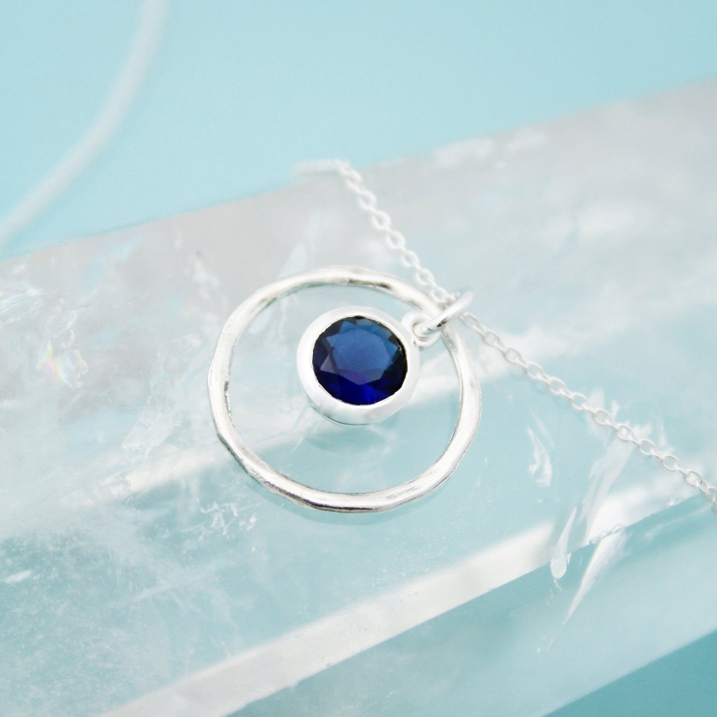 September Birthstone Necklace, September Sapphire Jewelry, September Birthday Gift, September Birthstone Jewelry, Sterling Silver Necklace