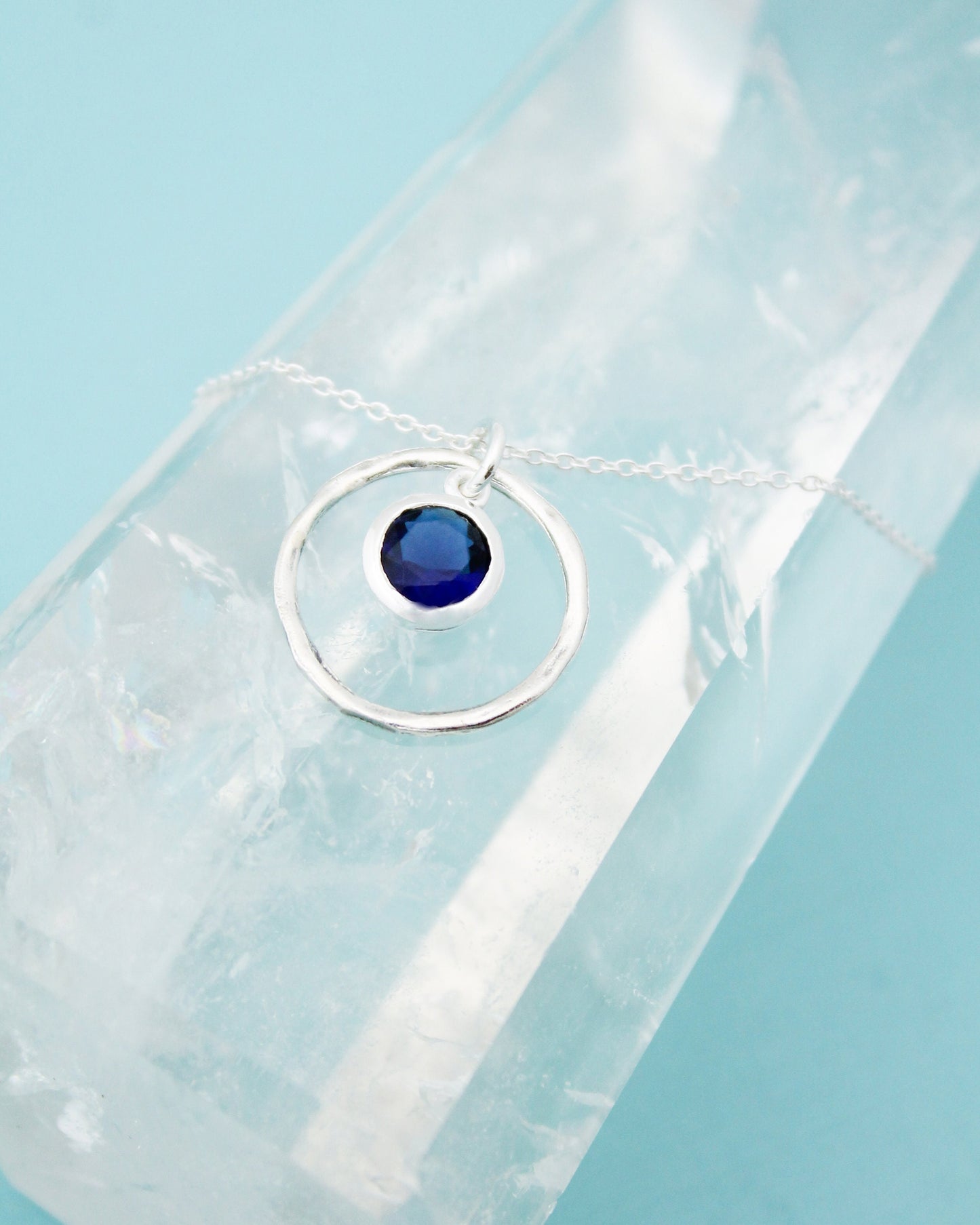 September Birthstone Necklace, September Sapphire Jewelry, September Birthday Gift, September Birthstone Jewelry, Sterling Silver Necklace