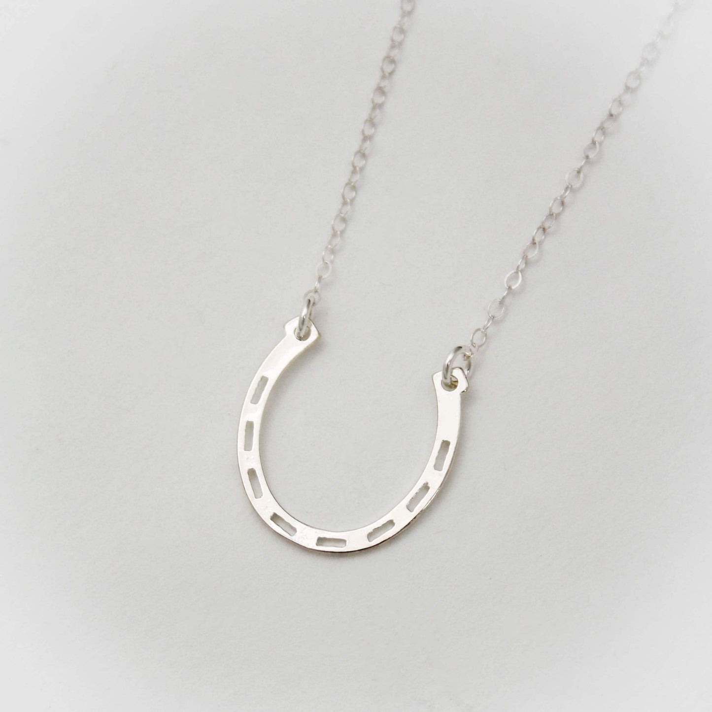 Horseshoe Bar Necklace, Lucky Necklace, Sterling Silver Lucky Charm Necklace, Silver Horseshoe Jewelry, Horizontal Horseshoe Bar Necklace