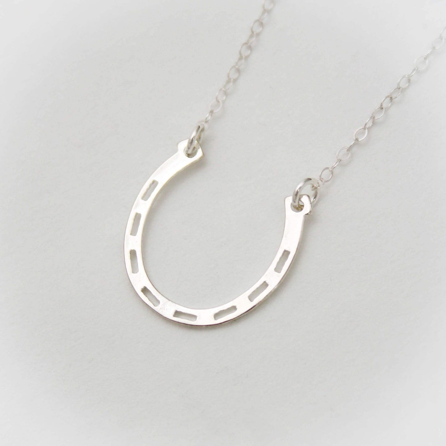 Horseshoe Bar Necklace, Lucky Necklace, Sterling Silver Lucky Charm Necklace, Silver Horseshoe Jewelry, Horizontal Horseshoe Bar Necklace