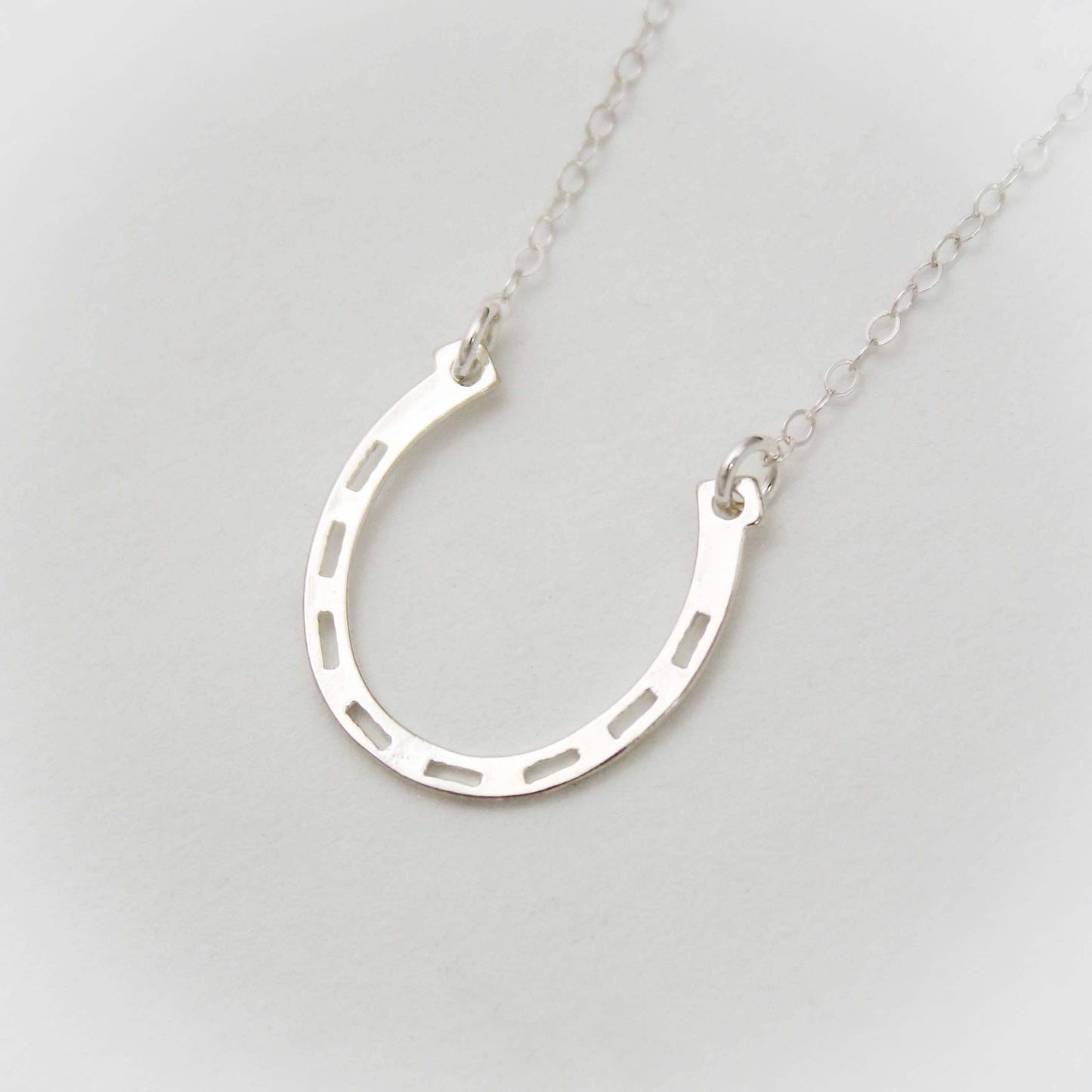 Horseshoe Bar Necklace, Lucky Necklace, Sterling Silver Lucky Charm Necklace, Silver Horseshoe Jewelry, Horizontal Horseshoe Bar Necklace