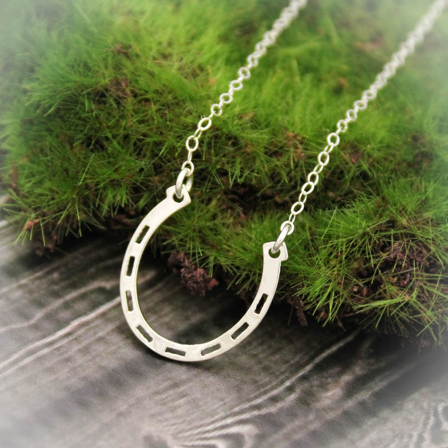 Horseshoe Bar Necklace, Lucky Necklace, Sterling Silver Lucky Charm Necklace, Silver Horseshoe Jewelry, Horizontal Horseshoe Bar Necklace