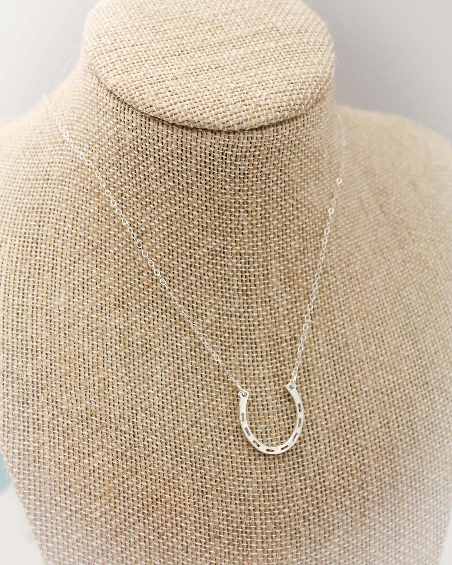 Horseshoe Bar Necklace, Lucky Necklace, Sterling Silver Lucky Charm Necklace, Silver Horseshoe Jewelry, Horizontal Horseshoe Bar Necklace