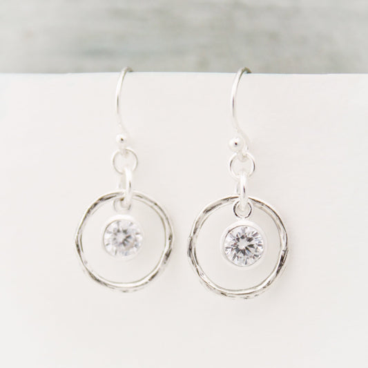 April Birthstone Earrings, Clear Quartz Jewelry, April Birthday Gift, April Birthstone Jewelry, April Quartz Earrings, Sterling Silver