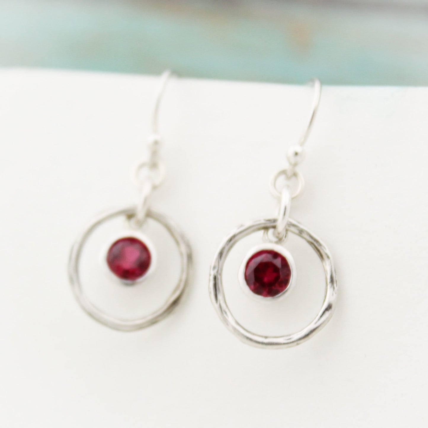 July Birthstone Earrings, Red Ruby Jewelry, July Birthday Gift, July Birthstone Jewelry, July Ruby Earrings, Sterling Silver Ruby Earrings