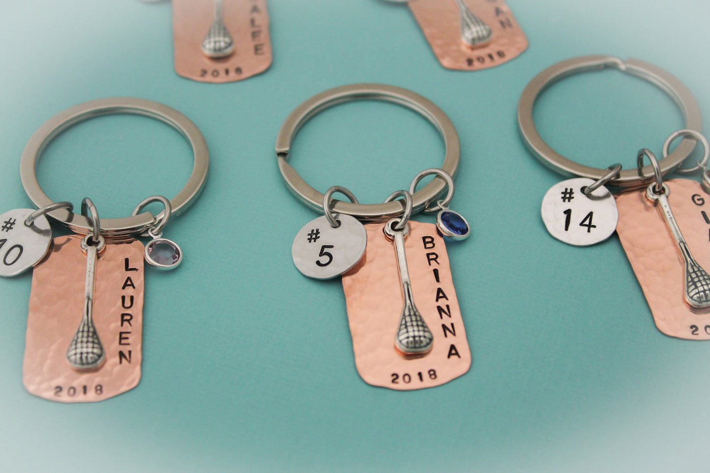 Personalized Lacrosse Team Keychain, LAX Team Gift, Copper Lacrosse Keychain, Personalized Lacrosse Keychain, Team Gift, Hand Stamped
