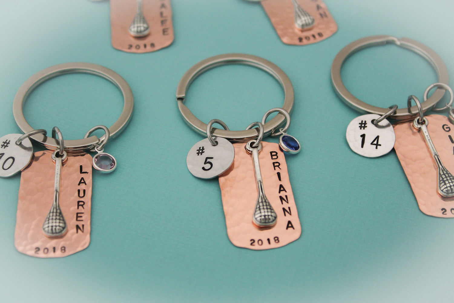 Personalized Lacrosse Team Keychain, LAX Team Gift, Copper Lacrosse Keychain, Personalized Lacrosse Keychain, Team Gift, Hand Stamped