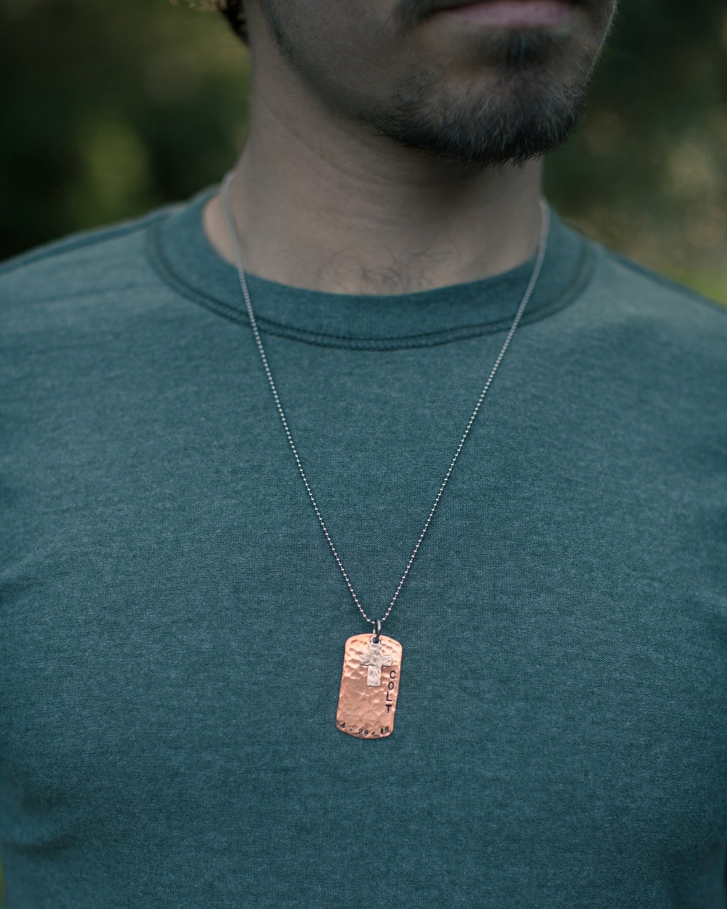 Boys Cross Necklace, Boys Confirmation or First Communion Gift, Copper Dog Tag Cross Necklace for Boys, Hand Stamped and Personalized