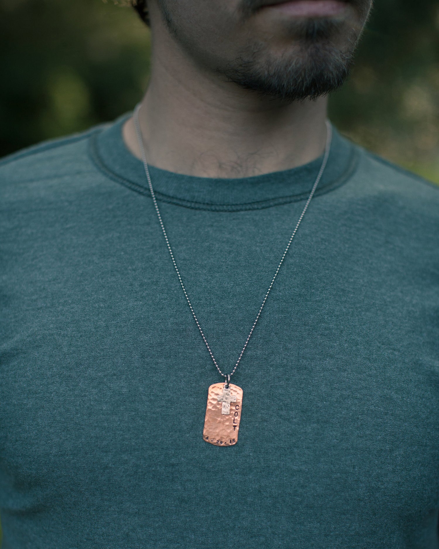 Boys Cross Necklace, Boys Confirmation or First Communion Gift, Copper Dog Tag Cross Necklace for Boys,  Hand Stamped and Personalized