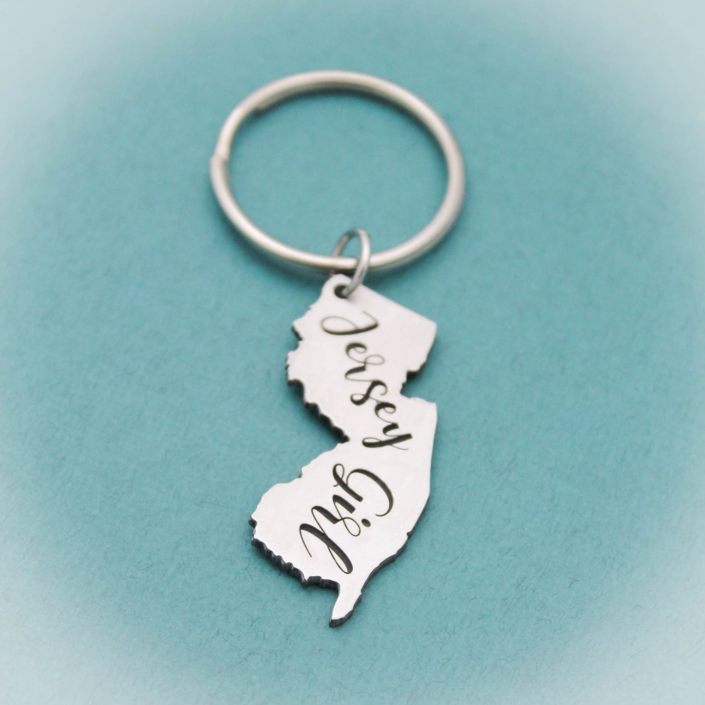 Jersey Girl Keychain, Aluminum New Jersey State Shape Keychain, Jersey Girl Gift, Gift for Her, New Jersey Keychain, NJ State Gift