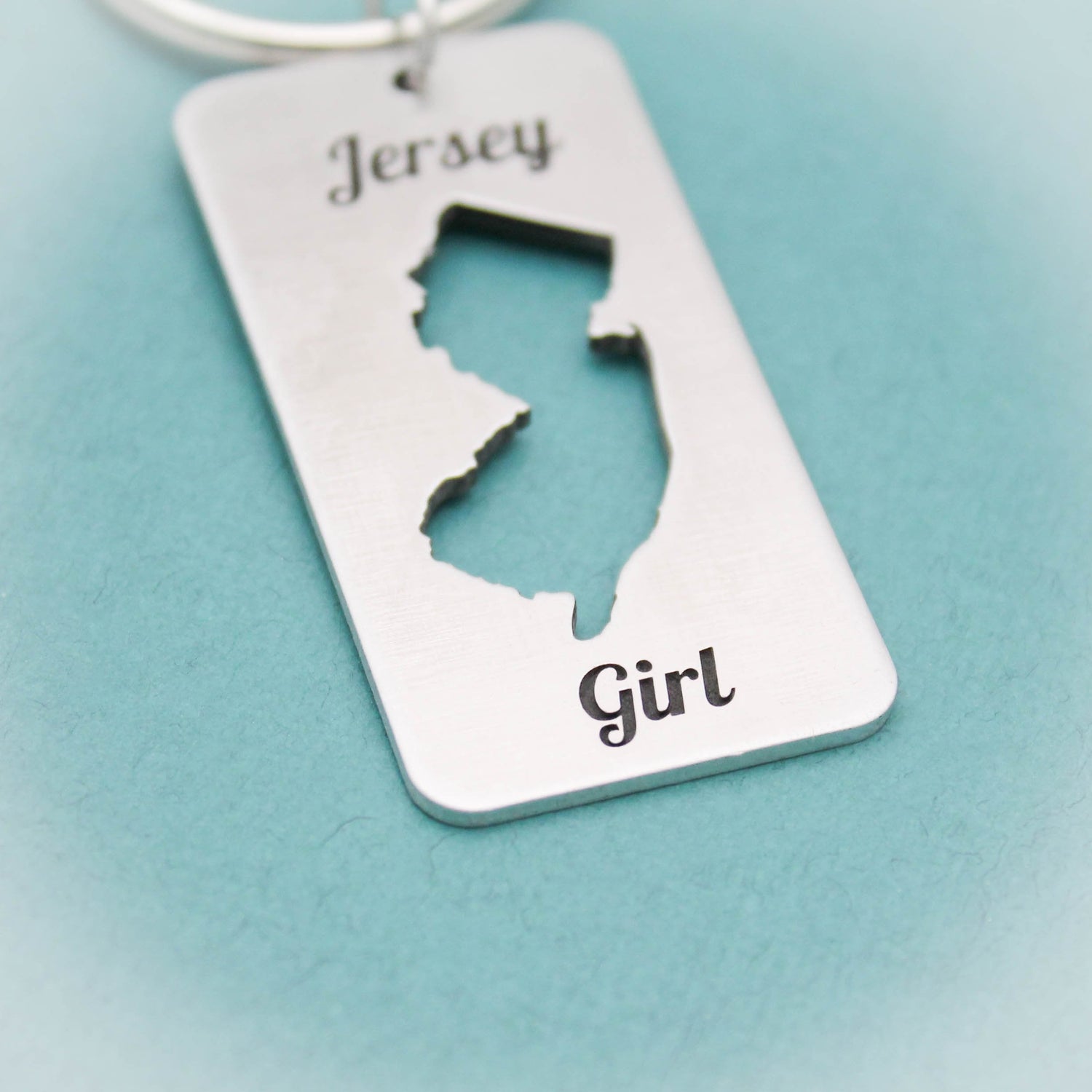Jersey Girl Rectangle Keychain, Aluminum New Jersey State Shape Keychain, Jersey Girl Gift, Gift for Her, New Jersey Keychain, NJ State Gift