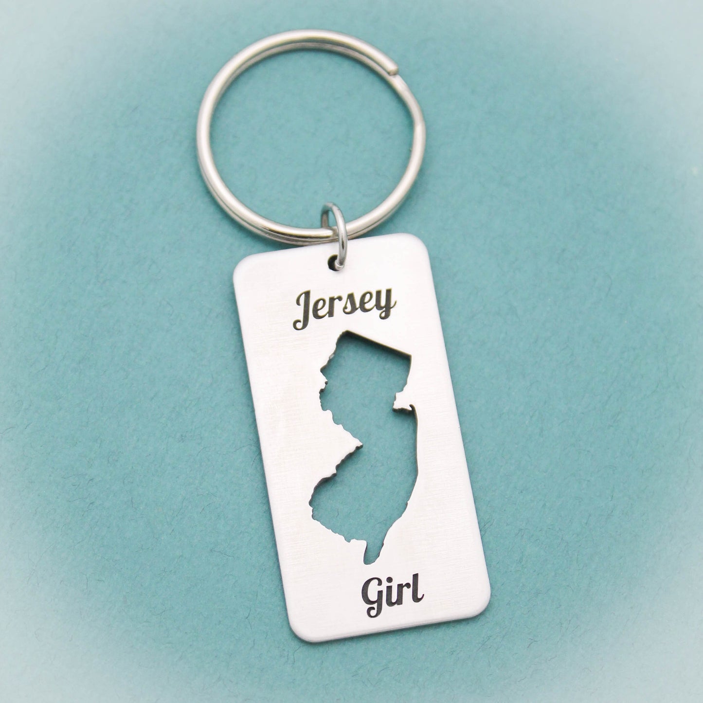 Jersey Girl Rectangle Keychain, Aluminum New Jersey State Shape Keychain, Jersey Girl Gift, Gift for Her, New Jersey Keychain, NJ State Gift