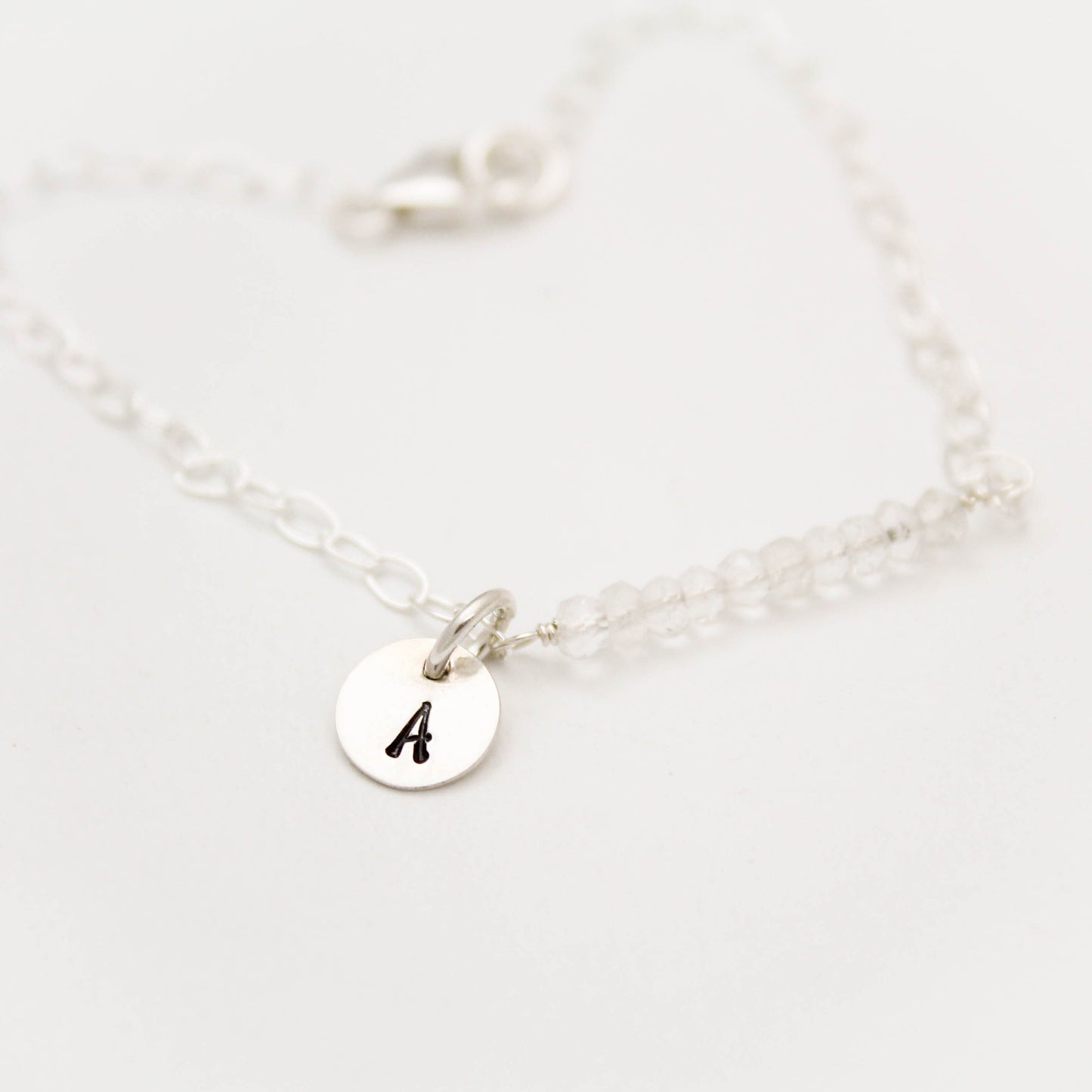 April Birthstone Charm Bracelet, April Birthday Gift, Clear Quartz Bracelet, Gifts for Her, April Birthday, Clear Quartz Birthstone Anklet
