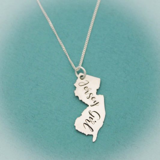 Sterling Silver Jersey Girl Necklace, Silver New Jersey State Charm Necklace, Jersey Girl Gift, Gift for Her, New Jersey Jewelry, NJ Jewelry