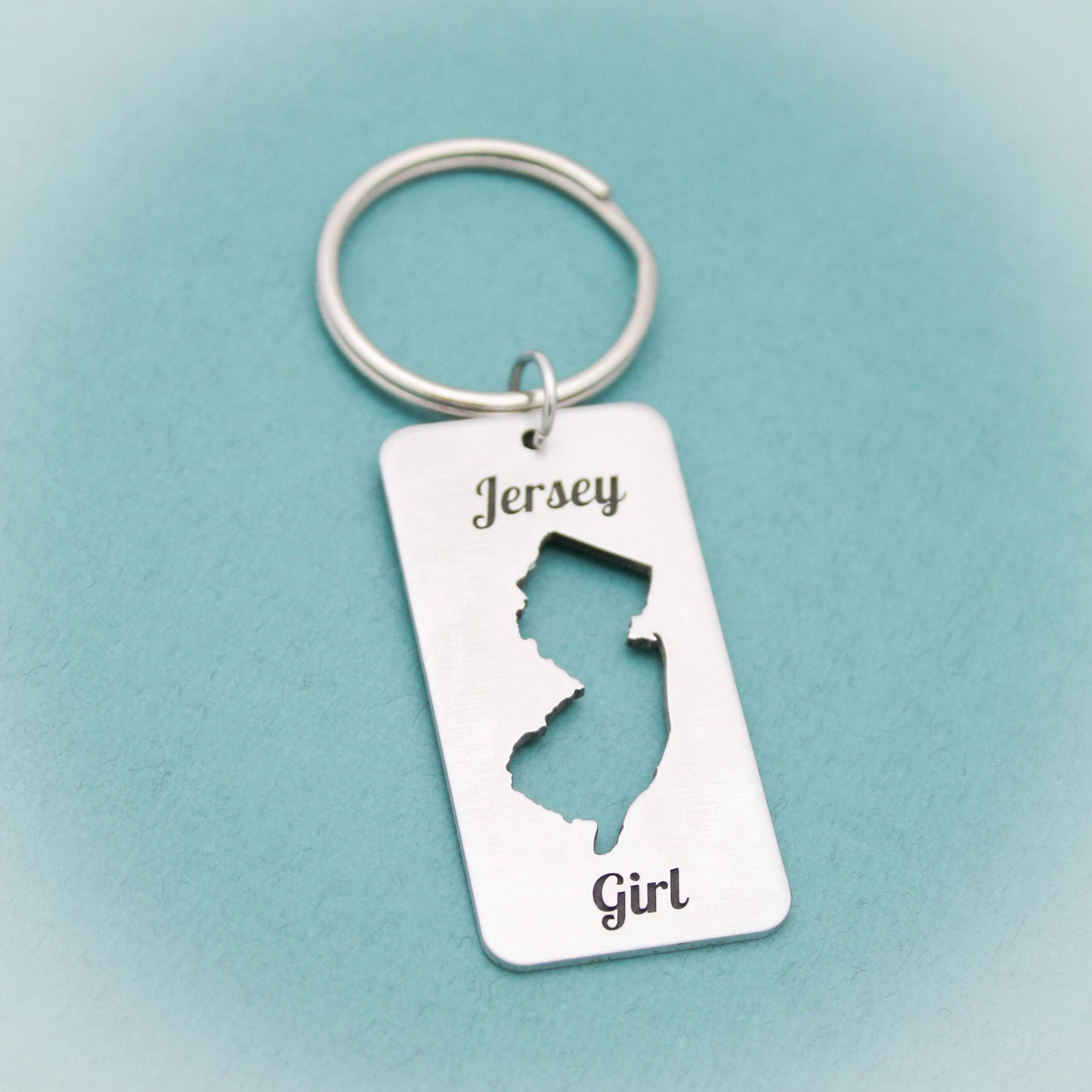 Jersey Girl Rectangle Keychain, Aluminum New Jersey State Shape Keychain, Jersey Girl Gift, Gift for Her, New Jersey Keychain, NJ State Gift