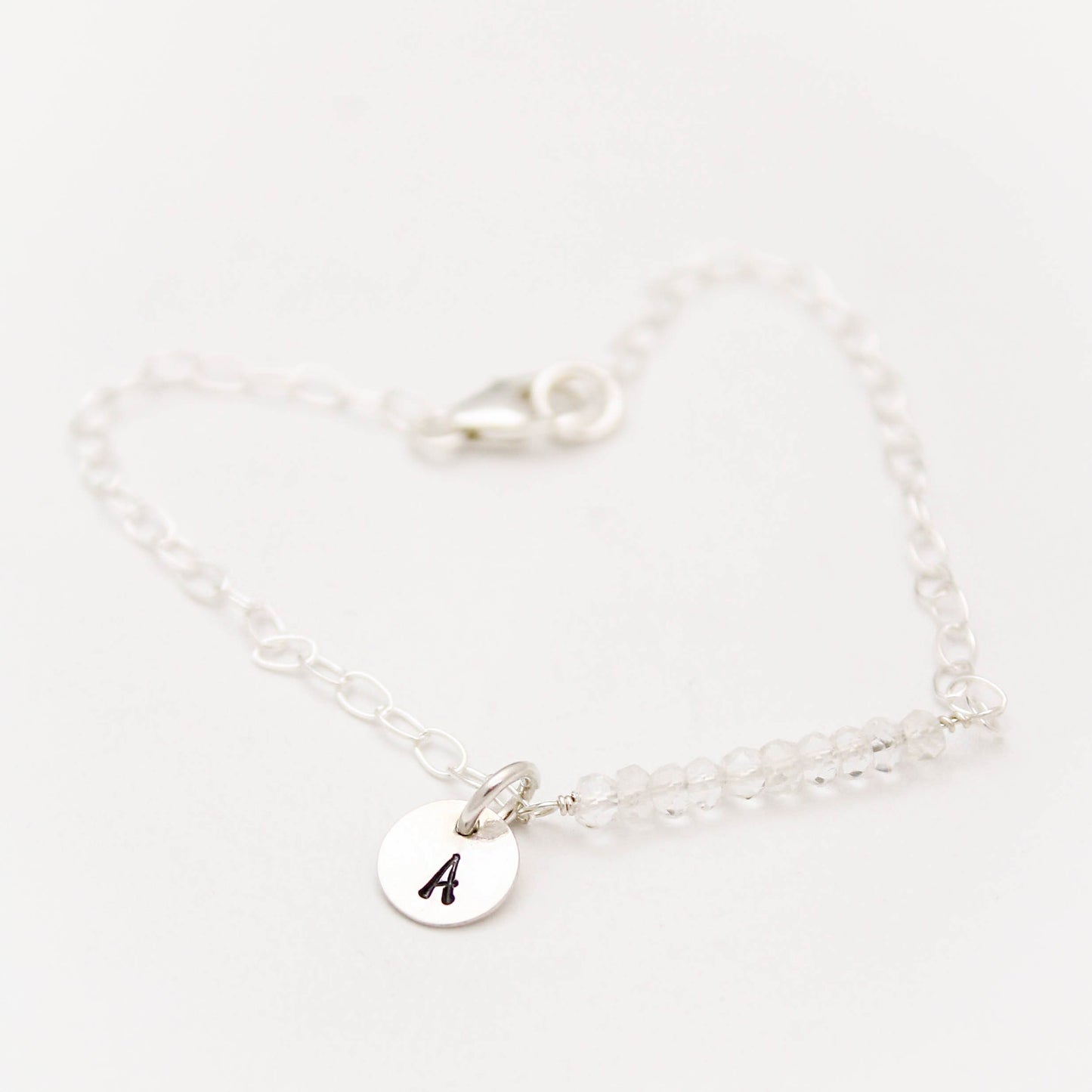 April Birthstone Charm Bracelet, April Birthday Gift, Clear Quartz Bracelet, Gifts for Her, April Birthday, Clear Quartz Birthstone Anklet
