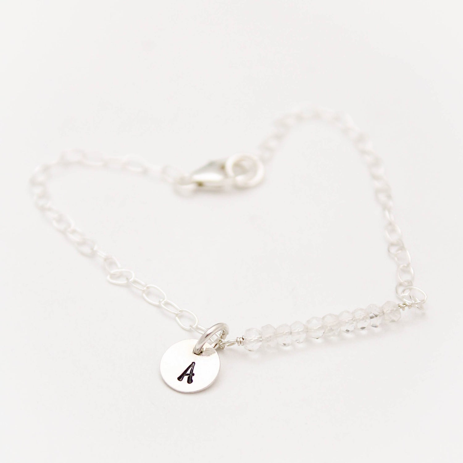 April Birthstone Charm Bracelet, April Birthday Gift, Clear Quartz Bracelet, Gifts for Her, April Birthday, Clear Quartz Birthstone Anklet