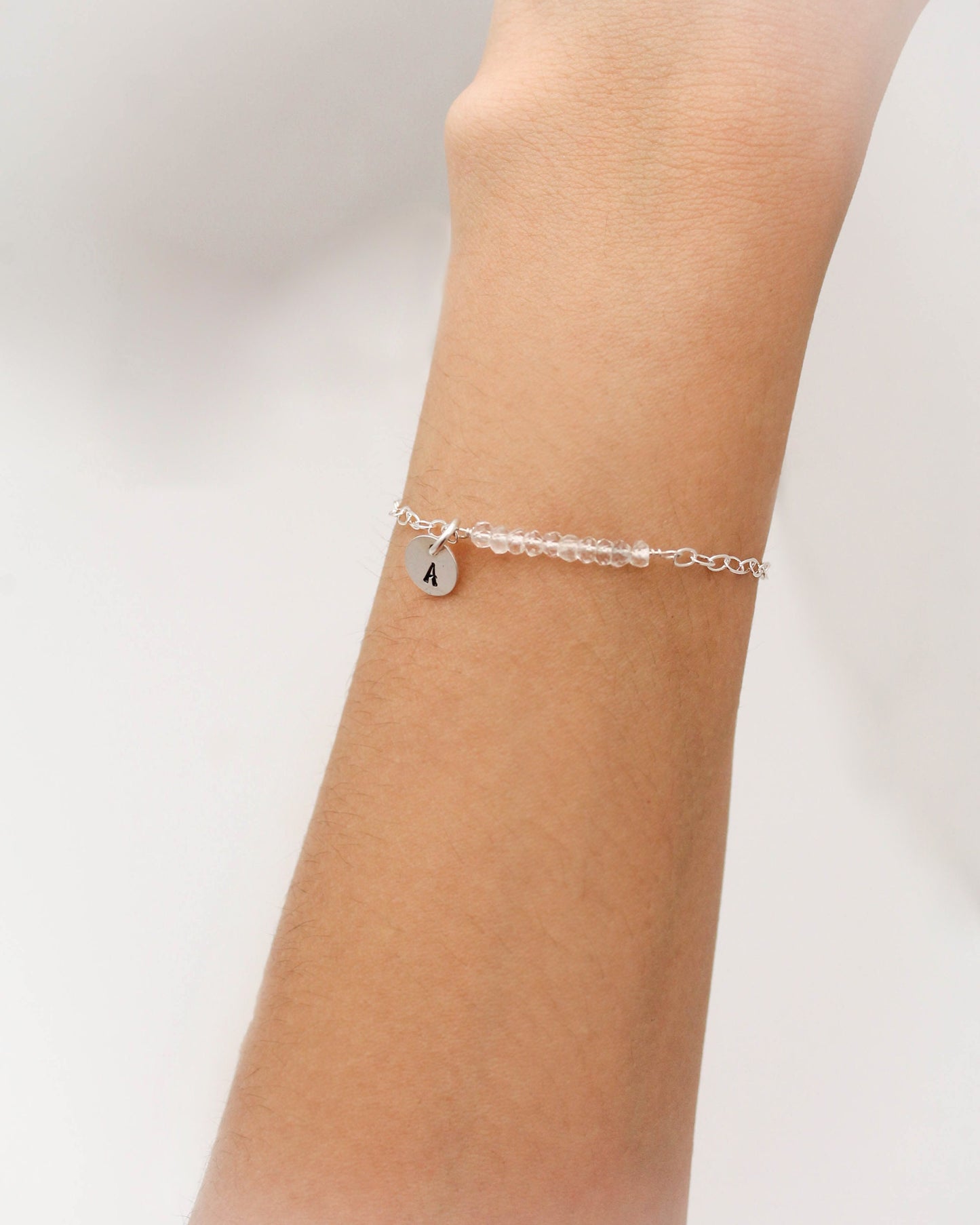 April Birthstone Charm Bracelet, April Birthday Gift, Clear Quartz Bracelet, Gifts for Her, April Birthday, Clear Quartz Birthstone Anklet
