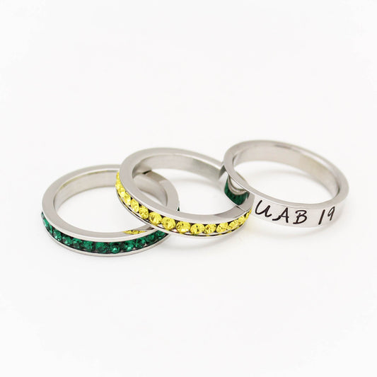 Personalized Stacking Graduation Ring Set, Customized Silver Ring, Unique Hand Stamped Stainless Steel Name Ring, Silver Personalized Ring