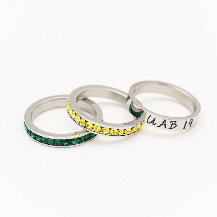 Personalized Stacking Graduation Ring Set, Customized Silver Ring, Unique Hand Stamped Stainless Steel Name Ring, Silver Personalized Ring