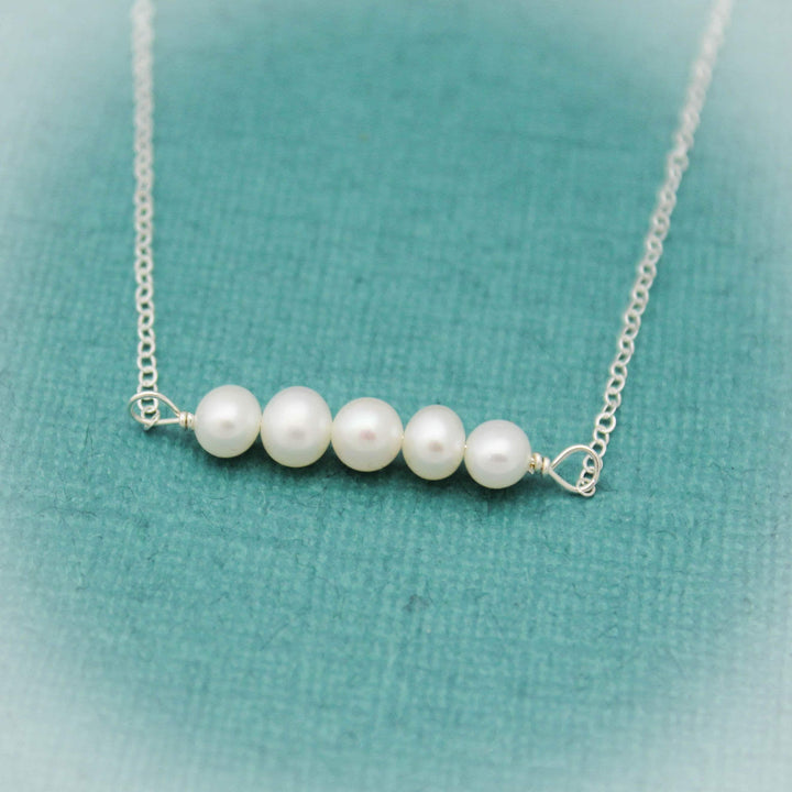 Pearl Bar Necklace, June Birthday Gift, Birthstone Jewelry, Pearl Jewelry, Sterling Silver Bar Necklace, Gift for Her, Summer Cruise Jewelry