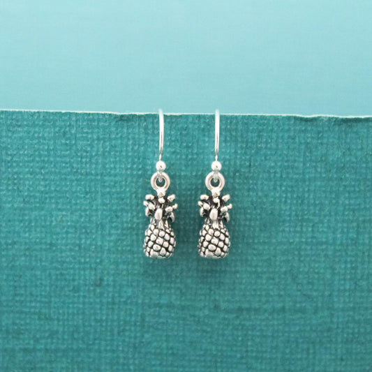 Cute Pineapple Earrings, Sterling Silver Pineapple Earrings, Hawaii Jewelry, Hawaii Earrings, Silver Pineapple Fruit Jewelry, Gifts for Her