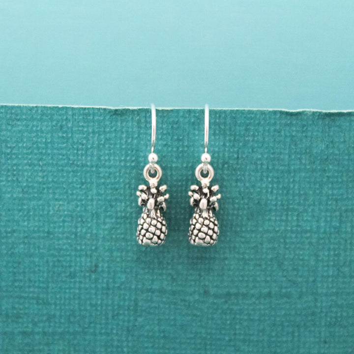 Cute Pineapple Earrings, Sterling Silver Pineapple Earrings, Hawaii Jewelry, Hawaii Earrings, Silver Pineapple Fruit Jewelry, Gifts for Her
