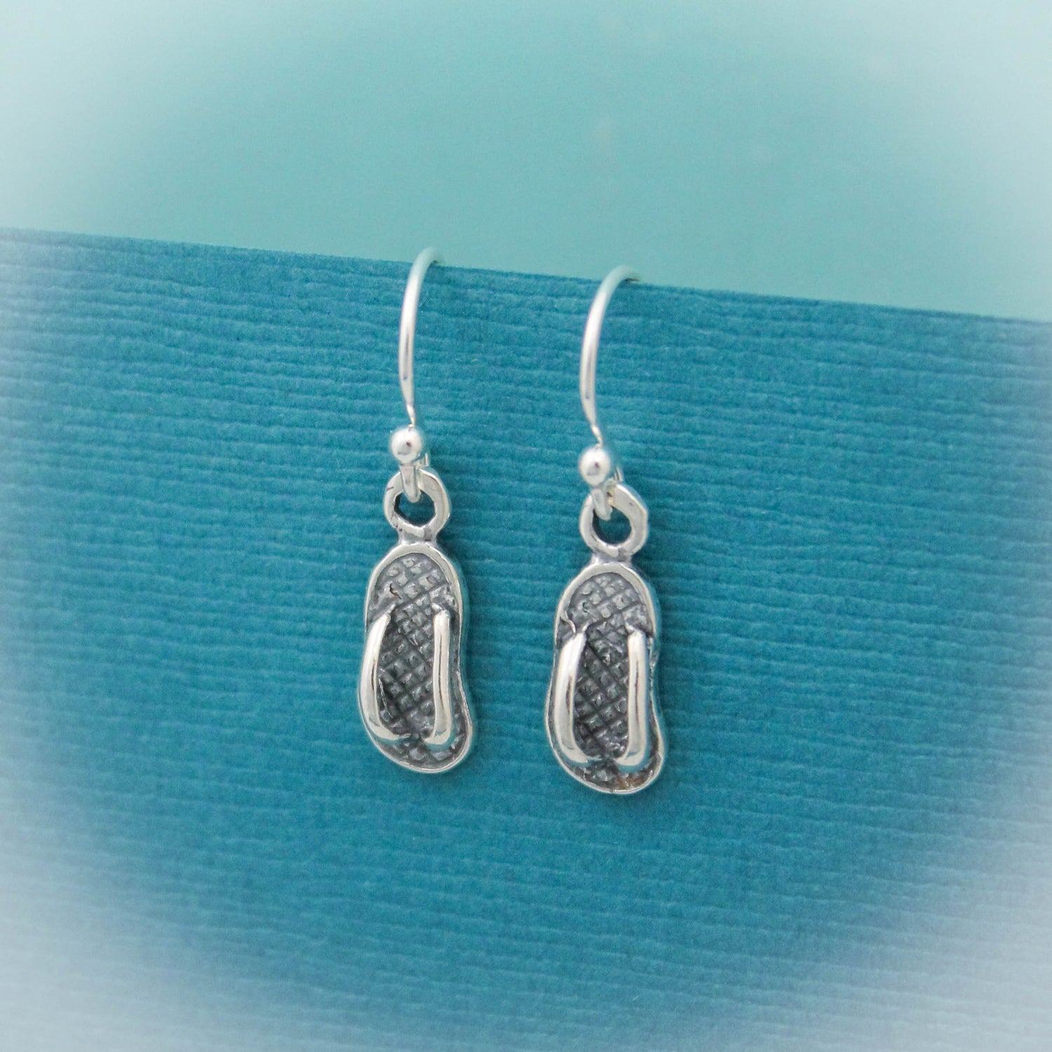 Cute Flip-Flop Earrings, Seashore Jewelry, Sterling Silver Slipper Earrings, Flip Flop Jewelry, Sterling Silver Beach Flip Flop Earrings