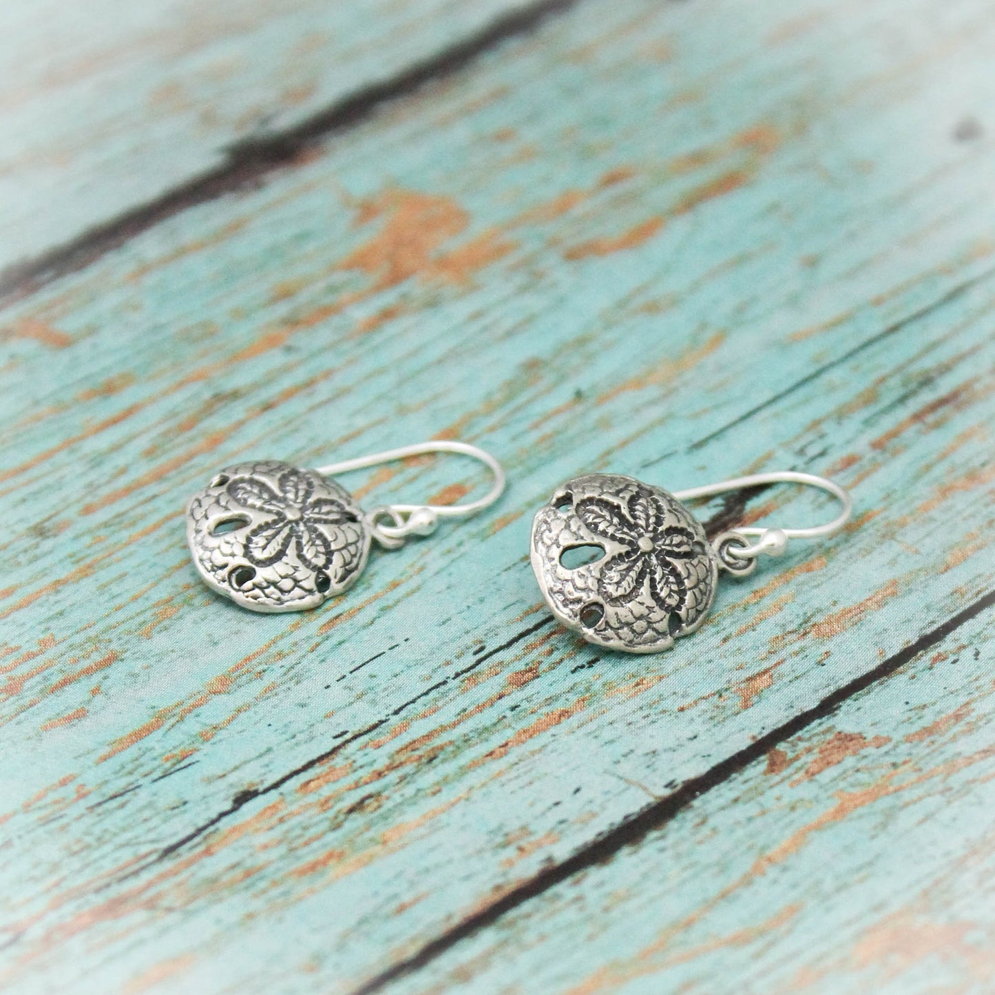 Cute Sand Dollar Earrings, Sterling Silver Shore Earrings, Sand Dollar Jewelry, Sterling Silver Beach Sand Dollar Earrings, Gifts for Her