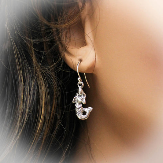 Cute Mermaid Earrings, Sterling Silver Mermaid Ocean Jewelry, Mermaid Jewelry, Sterling Silver Beach Mermaid Jewelry Gift, Gifts for Her