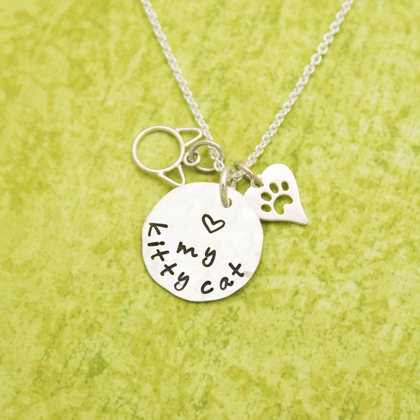 Love my Kitty Cat Necklace, Cat Lovers Necklace, Cat Paw Print Gift, Cat Jewelry, Paw Print Jewelry, Cat Lady Gift, Kitty Cat Lover Gift