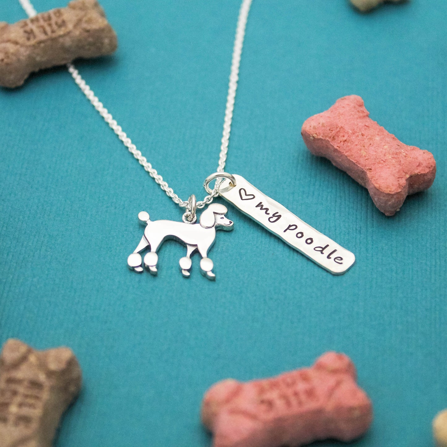 LOVE my POODLE Necklace, Sterling Silver Dog Necklace, Poodle Lover Gift, New Pet Gift, Dog Poodle Jewelry, Poodle Necklace, Hand Stamped