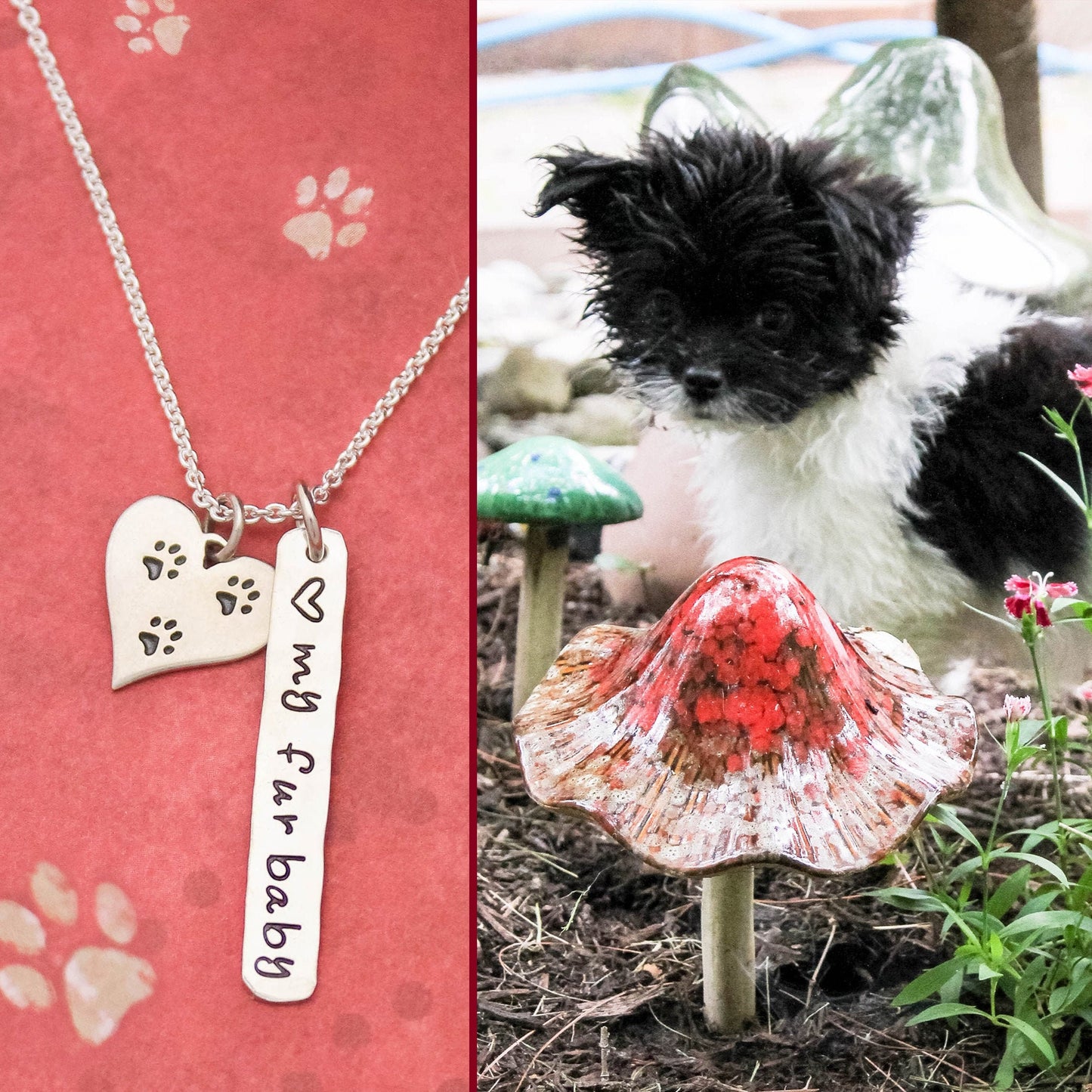 LOVE my Furbaby Necklace, Sterling Silver Dog Necklace, Cute Dog Lover Gift, New Pet Gift, Dog Paw Jewelry, Paw Print Necklace, Hand Stamped